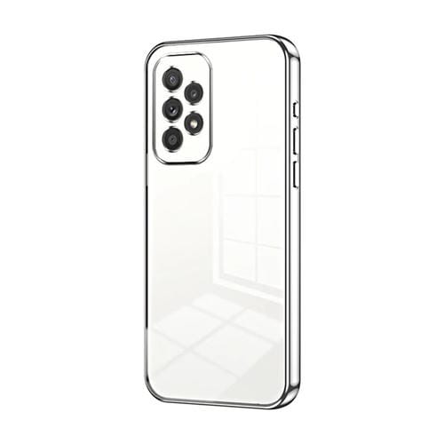 Funda para Teléfono Samsung Galaxy A33 5G con Orificio Fino y Revestimiento Transparente (Plateado)