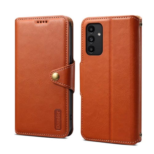 Funda para Teléfono Samsung Galaxy A13 5G Denior Textura Piel de Vaca Estilo Billetera (Marrón)