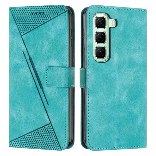 Funda de Cuero Triángulo para Teléfono Infinix Hot 50 Pro+ 4G Dream con Cordón Largo (Verde)