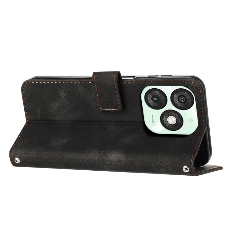 Funda de Cuero Triangular con Cordón Largo para Teléfono Itel A50 Dream (Negro)