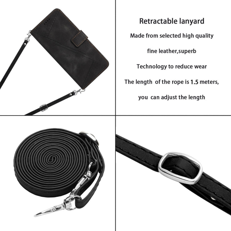 Funda de Cuero Triangular con Cordón Largo para Teléfono Itel A50 Dream (Negro)