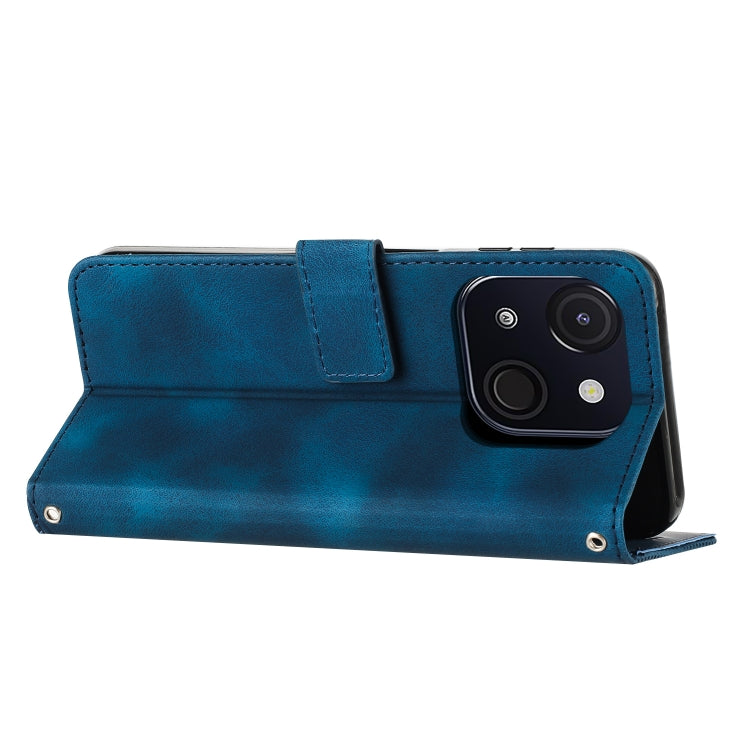 Funda de Cuero Triangular Dream Triangle para Teléfono Itel A50C con Cordón Largo (Azul)
