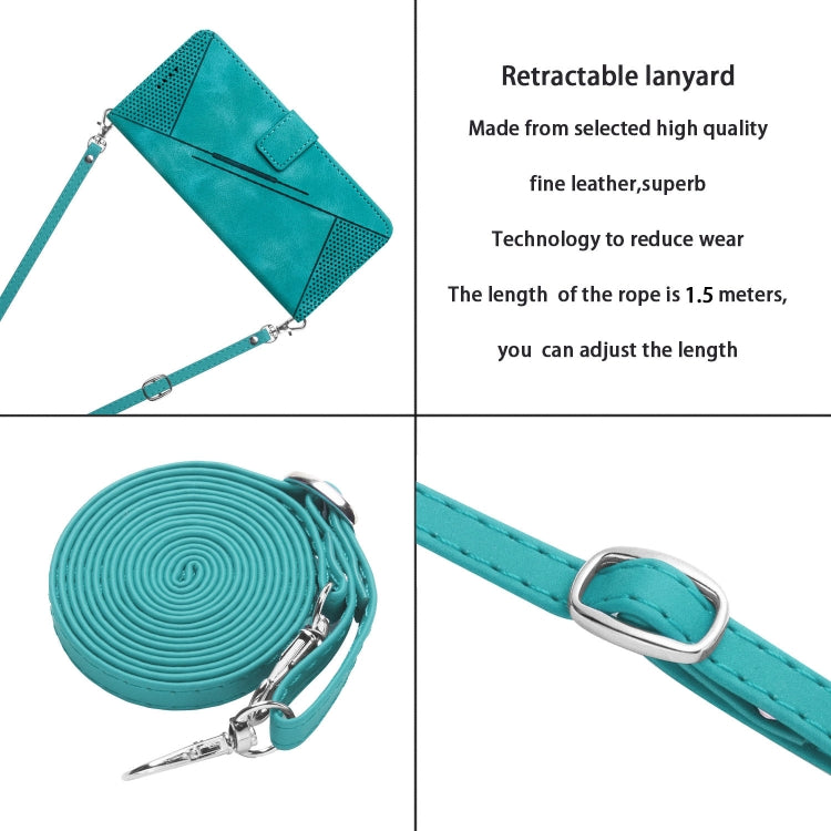 Funda de Cuero Triangular Dream Triangle para Teléfono Itel A50C con Cordón Largo (Verde)
