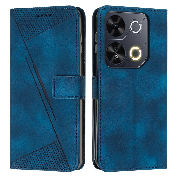 Funda de Cuero Triangular con Cordón Largo para Teléfono Itel P65 Dream (Azul)