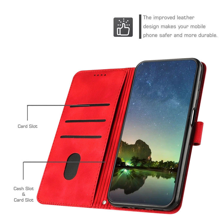 Funda de Cuero Triangular con Cordón Largo para Teléfono Itel P65 Dream (Rojo)