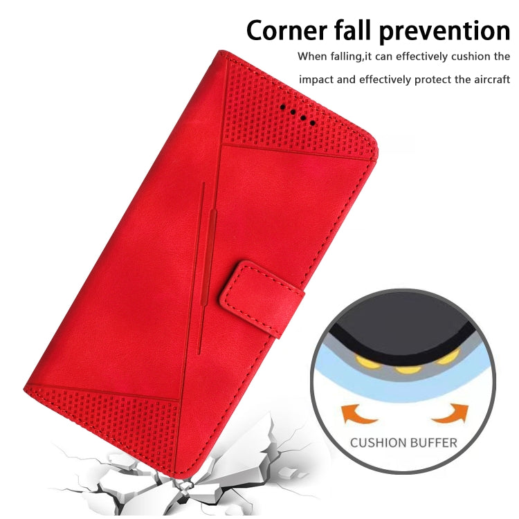Funda de Cuero Triangular con Cordón Largo para Teléfono Itel P65 Dream (Rojo)