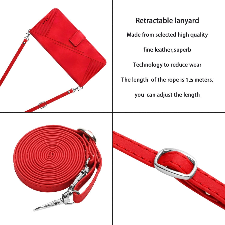Funda de Cuero Triangular con Cordón Largo para Teléfono Itel P65 Dream (Rojo)