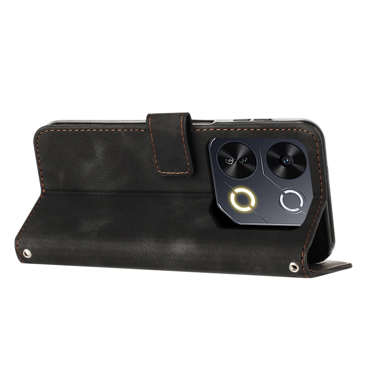 Funda de Cuero Triangular con Cordón Largo para Teléfono Itel P65 Dream (Negro)