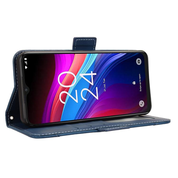 Funda Piel Becerro para TCL 503 con Ranuras para Tarjetas (Azul)