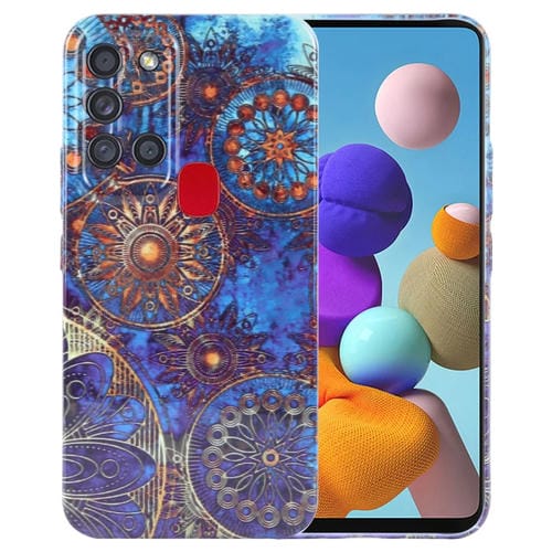 Estuche para Teléfono Samsung Galaxy A21S con Orificio Preciso para PC con Patrón Pintado (Flor Abstracta)