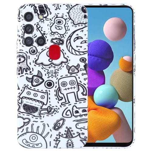 Funda para Teléfono Samsung Galaxy A21S PC con Orificio Preciso y Patrón Pintado (Monstruo de Bloques)