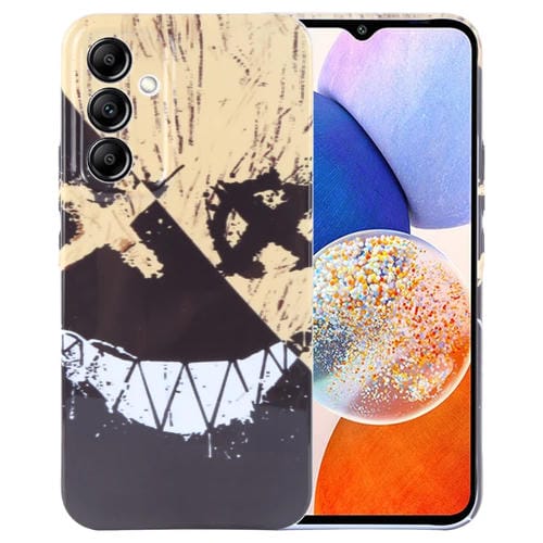 Funda para Teléfono Samsung Galaxy A14 5G con Orificio Preciso para PC con Patrón Pintado (Sonrisa Amarilla y Negra)
