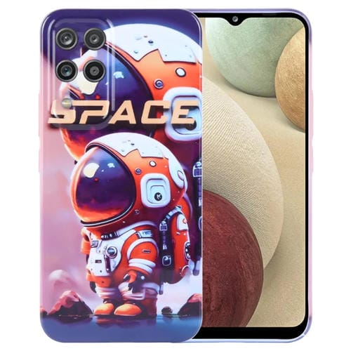 Funda para Teléfono Samsung Galaxy A12 con Orificio Preciso para PC con Patrón Pintado (Astronauta Naranja)