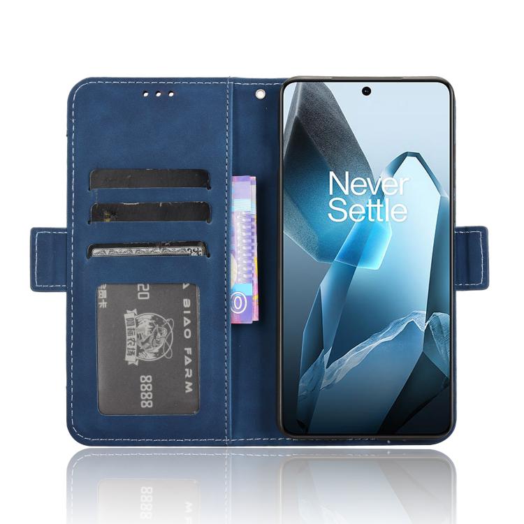 Funda de Piel Textura Becerro con Ranuras para Tarjetas para OnePlus 13 5G (Azul)