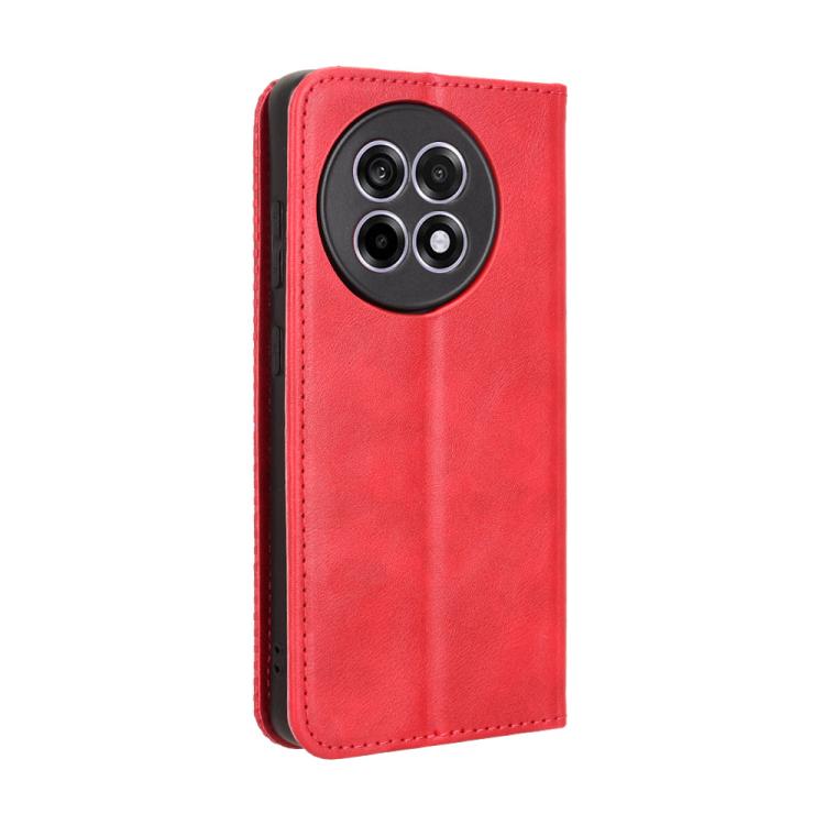Funda de Cuero OnePlus Ace 5 5G / 5 Pro 5G / 13R 5G Textura Retro Hebilla Magnética (Roja)
