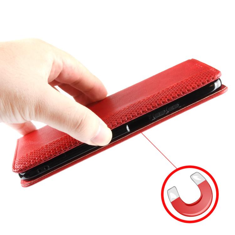 Funda de Cuero OnePlus Ace 5 5G / 5 Pro 5G / 13R 5G Textura Retro Hebilla Magnética (Roja)