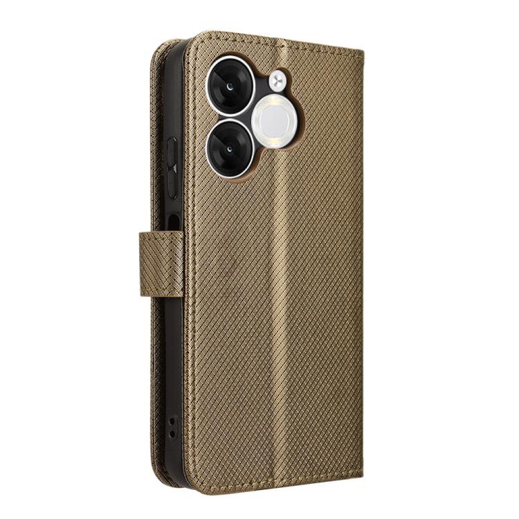 Funda de Cuero con Textura de Diamante para Teléfono Itel A80 4G (Marrón)