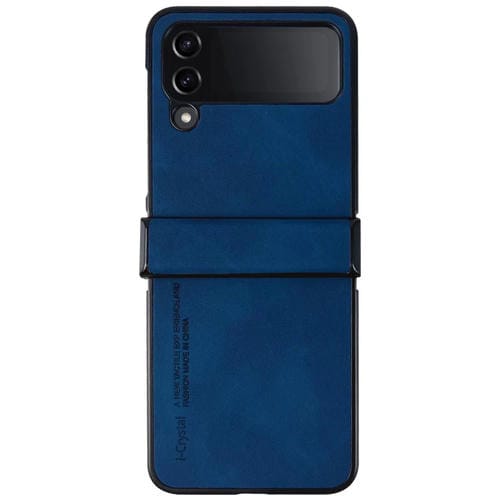 Estuche plegable para teléfono Samsung Galaxy Z Flip4 I.Crystal Lambskin de tres piezas (Azul)
