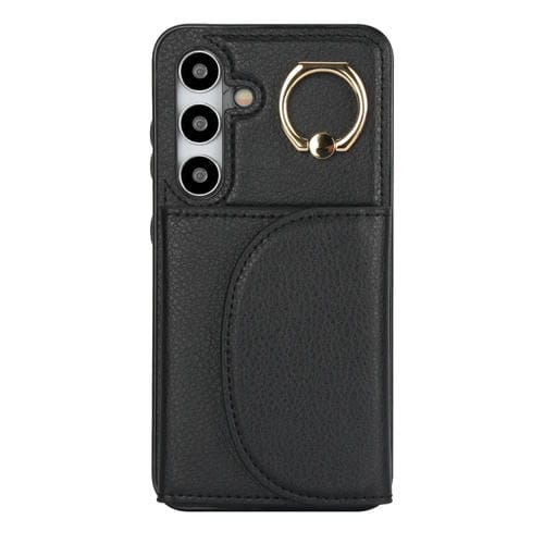 Funda para Teléfono Samsung Galaxy S24 5G Ym007 con Soporte para Anillo y Tarjeta (Negro)