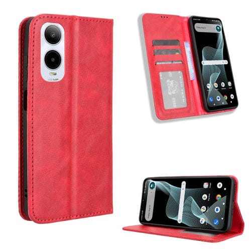 Funda Cuero Cricket Icon 6 Textura Retro Hebilla Magnética (Roja)