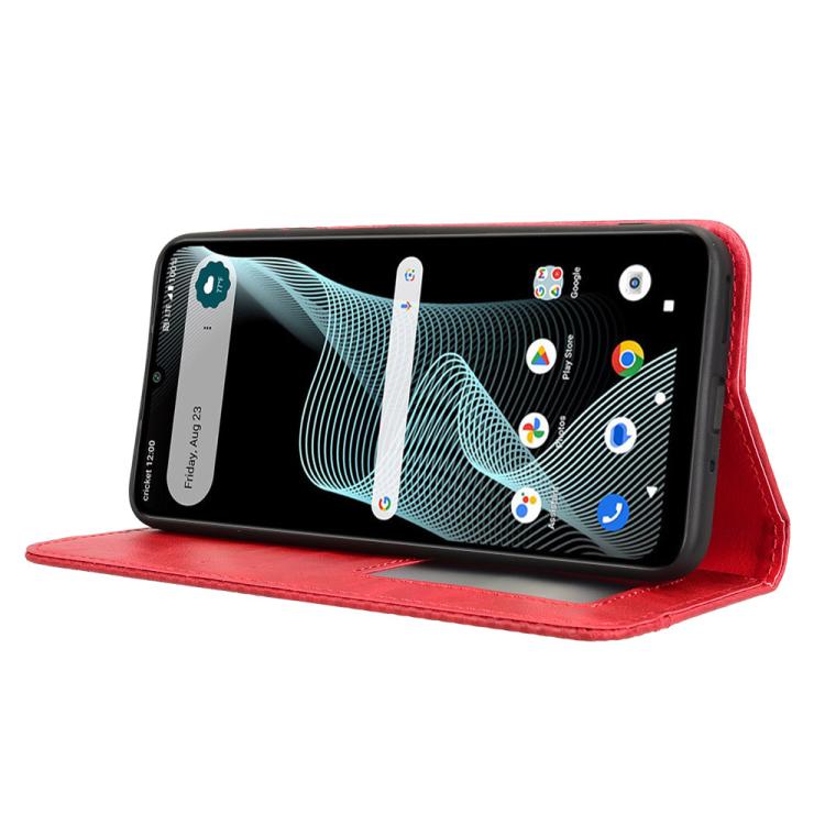 Funda Cuero Cricket Icon 6 Textura Retro Hebilla Magnética (Roja)