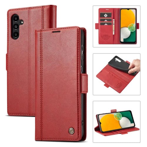 Funda para Samsung Galaxy A35 5G Lc.Imeeke Cuero con Ranuras para Tarjetas (Rojo)