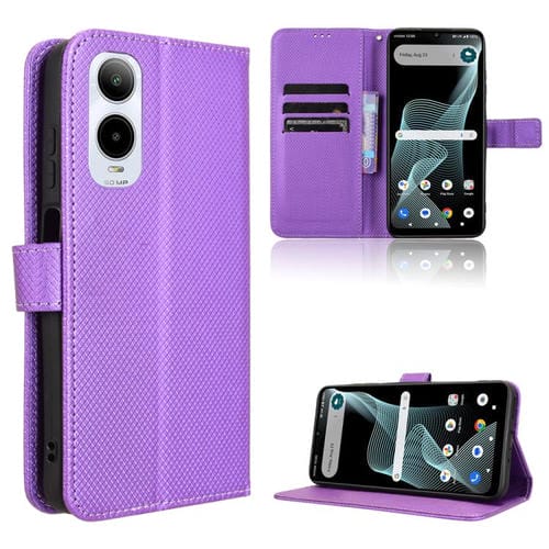 Funda de Cuero para Cricket Icon 6 con Textura de Diamante (Morado)