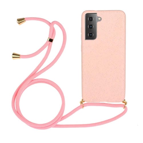 Funda para Teléfono Samsung Galaxy A55 5G Material de Paja de Trigo TPU con Cordón (Rosa)
