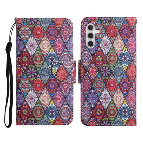 Funda de Cuero con Tapa para Samsung Galaxy A35 con Patrón Caleidoscopio de Diamantes