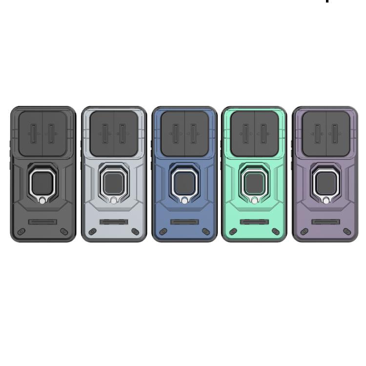 Funda Deslizante de TPU + PC a Prueba de Golpes con Soporte para Realme 14 Pro+ 5G (Negro)