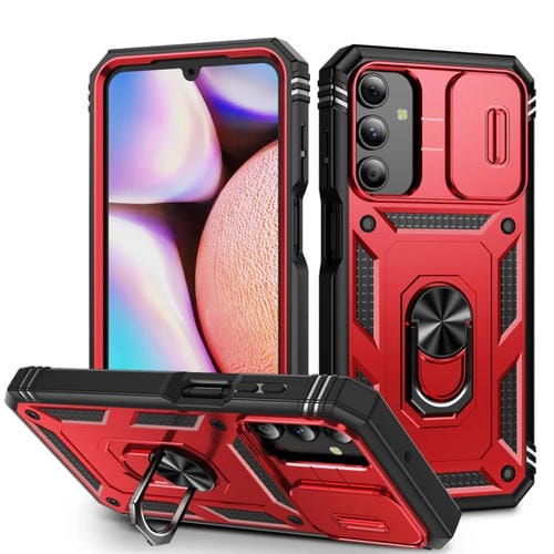 Funda para Samsung Galaxy A15 Sliding Camshield TPU + PC con Soporte (Rojo + Negro)