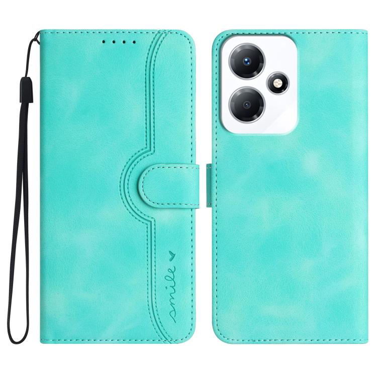 Funda de Cuero Infinix Hot 30 Play y Hot 30 Play Nfc con Diseño de Corazón (Azul Claro)