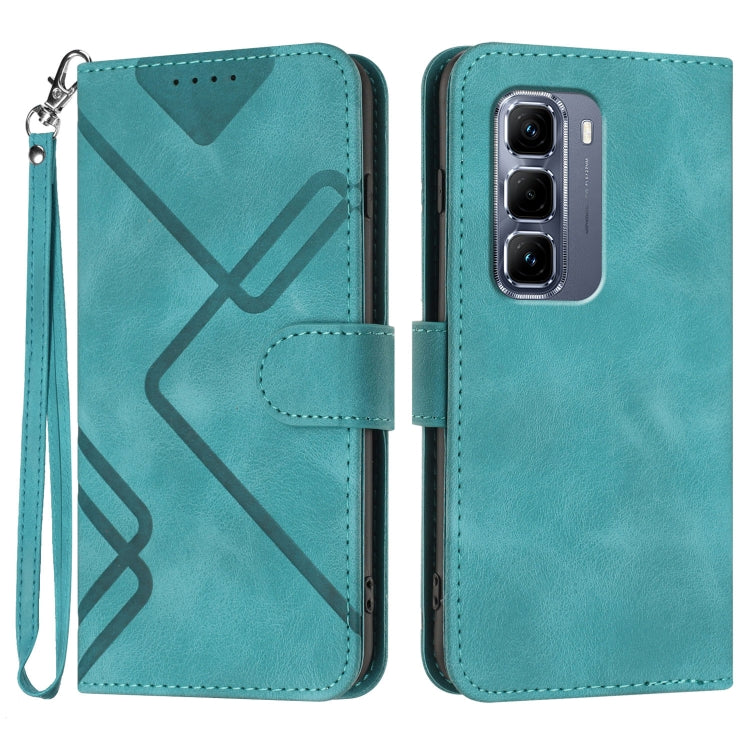 Funda de Cuero Infinix Hot 50 Pro+ 4G Diseño de Líneas Tacto Suave (Azul Claro)