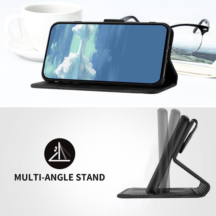 Funda de Cuero para Infinix Hot 10T y Hot 10S con Diseño de Líneas y Tacto Suave (Negra)
