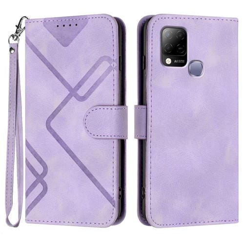 Funda de Cuero para Infinix Hot 10T y Hot 10S con Diseño de Líneas y Tacto Suave (Morado Claro)