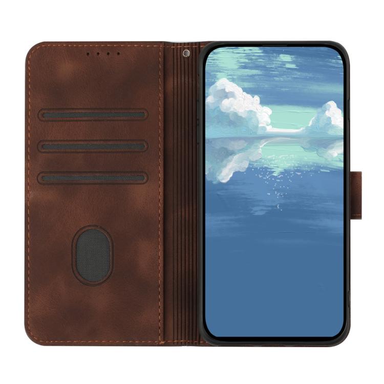 Funda de Cuero para Infinix Hot 30 Play y Hot 30 Play Nfc con Diseño de Líneas (Café)
