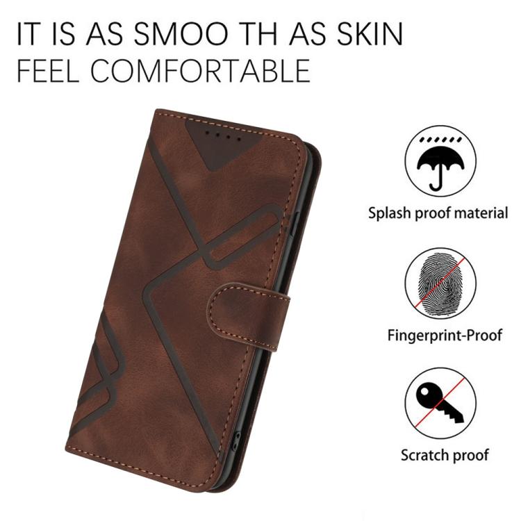 Funda de Cuero para Infinix Hot 30 Play y Hot 30 Play Nfc con Diseño de Líneas (Café)