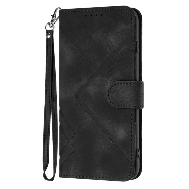 Funda de Cuero Infinix Smart 6 y Smart 6 HD con Diseño de Líneas y Tacto Suave (Negro)