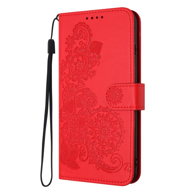 Funda de Cuero con Tapa para Infinix Hot 10T/Hot 10S Diseño Flor de Datura (Rojo)