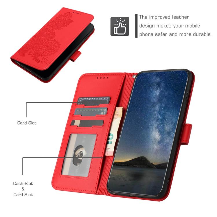 Funda de Cuero con Tapa para Infinix Hot 10T/Hot 10S Diseño Flor de Datura (Rojo)