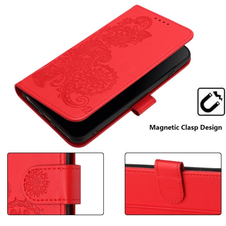 Funda de Cuero con Tapa para Infinix Hot 10T/Hot 10S Diseño Flor de Datura (Rojo)