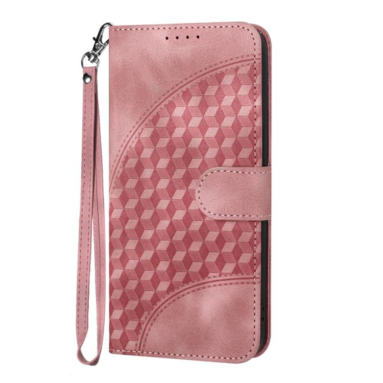 Funda de Cuero con Relieve de Cabeza de Elefante para Infinix Smart 6 Plus con Cordón (Rosa)