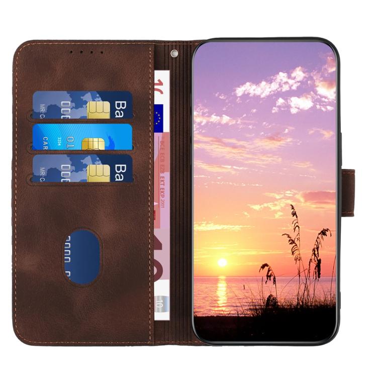 Funda de Cuero con Relieve Elefante para Infinix Smart 6 Plus con Cordón (Café)