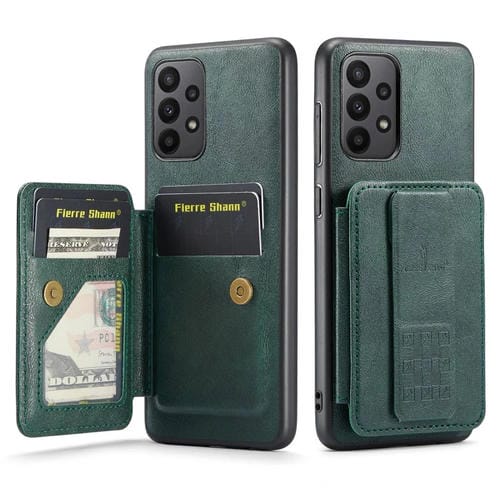 Funda para Teléfono Fierre Shann Samsung Galaxy A52 5G 4G Oil Wax con Tarjetero Cuero de Vaca (Verde)