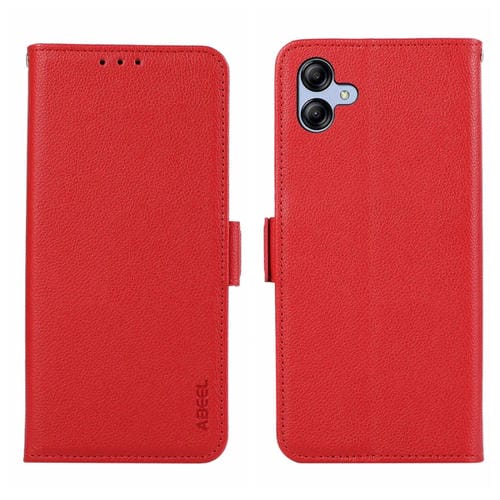 Funda para Teléfono Samsung Galaxy A04 Abeel Cuero Patrón Litchi Rfid Magnético (Rojo)