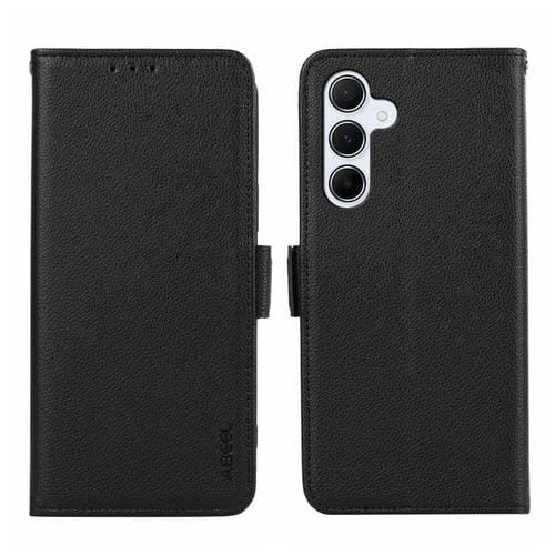 Funda para Teléfono Samsung Galaxy A15 5G Abeel Rfid Cuero Patrón Litchi Magnético Lateral (Negro)