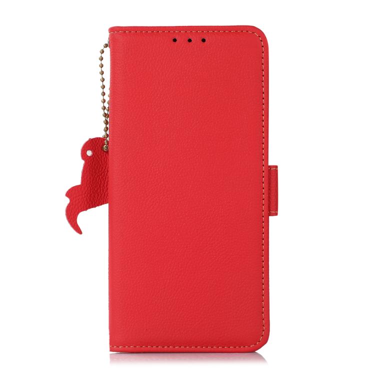 Funda de Teléfono Cuero Genuino Tj con Imán Lateral Rfid para OnePlus Ace 5 Pro / Ace 5 / 13R (Rojo)