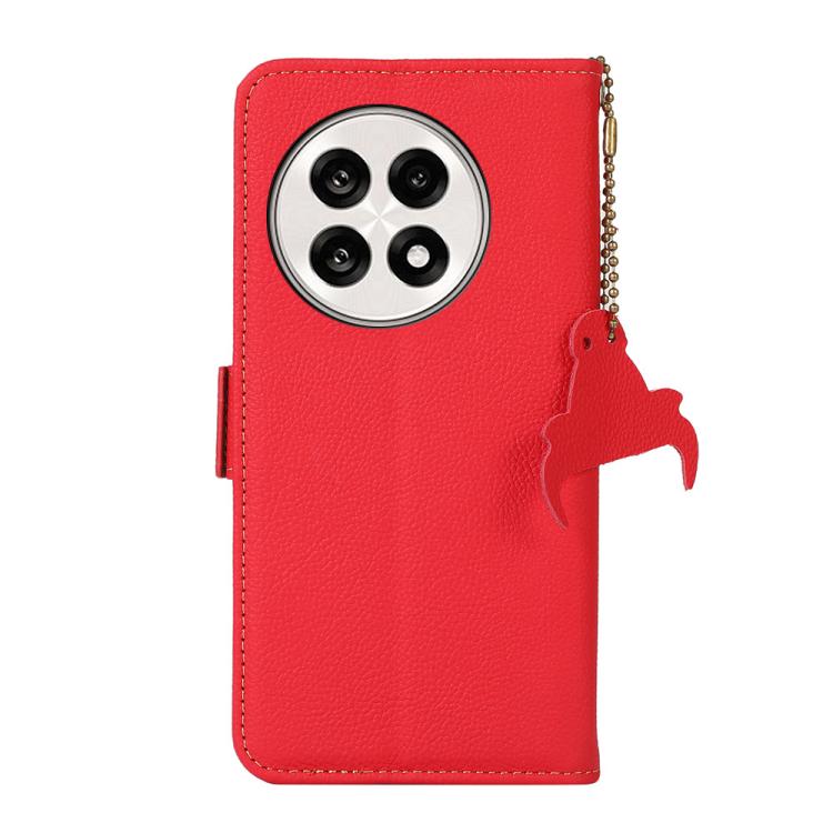 Funda de Teléfono Cuero Genuino Tj con Imán Lateral Rfid para OnePlus Ace 5 Pro / Ace 5 / 13R (Rojo)