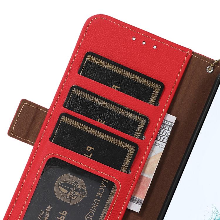 Funda de Teléfono Cuero Genuino Tj con Imán Lateral Rfid para OnePlus Ace 5 Pro / Ace 5 / 13R (Rojo)
