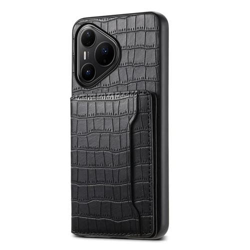 Funda para Huawei Pura 80 Pro / 80 Pro+ 5G con textura de cocodrilo y diseño de cartera, cobertura total (negra)